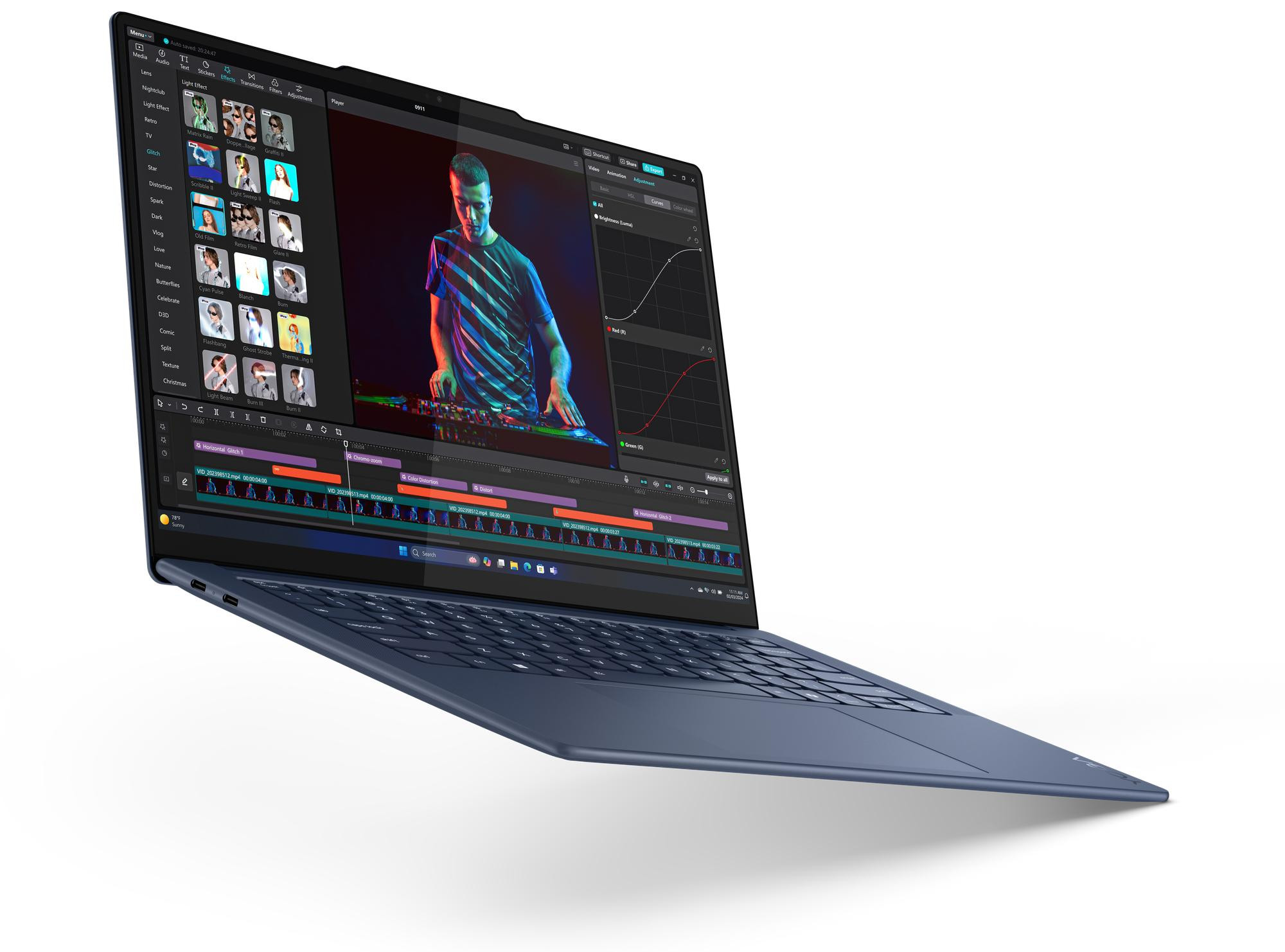 Lenovo Yoga Slim 7 14Q8X9 Snapdragon X Elite X1E-78-100 14,5"3K OLED Touch 90Hz 1000nit 32GB DDR5 SSD1TB Qualcomm Adreno 70Wh Win11 Cosmic Blue 2Y - zdjęcie 3