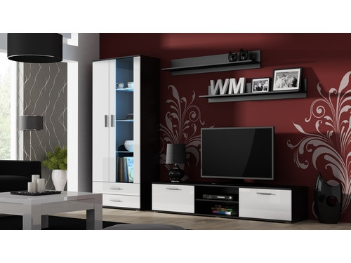 Szafka RTV SOHO 140 czarny/ biały połysk - zdjęcie 2