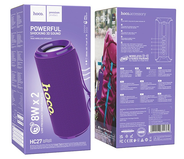 Głośnik bluetooth Hoco HC27 Soundful (fioletowy) - zdjęcie 3