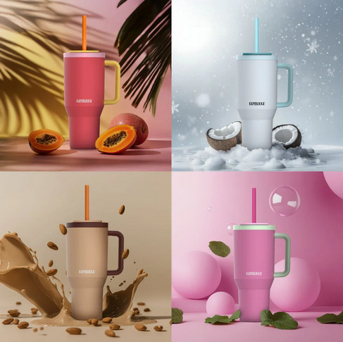 Kubek termiczny z teleskopową słomką Kambukka Rio Tumbler 950ml Almond Dream - zdjęcie 2
