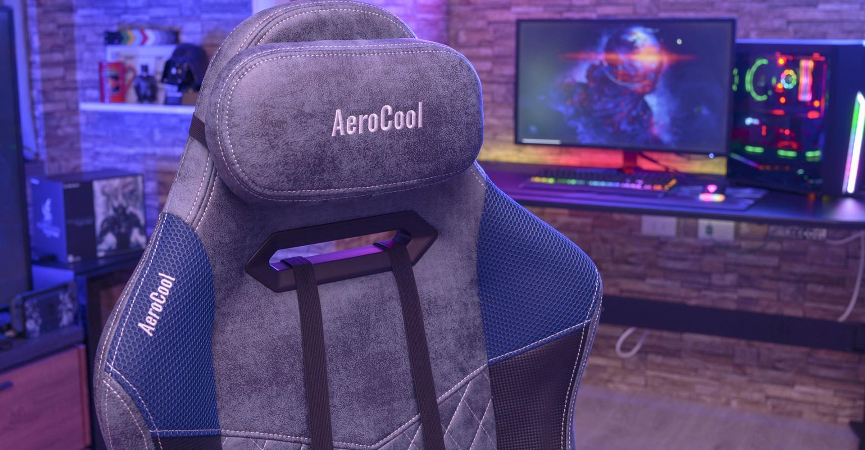 FOTEL AEROCOOL AC-280 DUKE Czarno-niebieski - zdjęcie 2