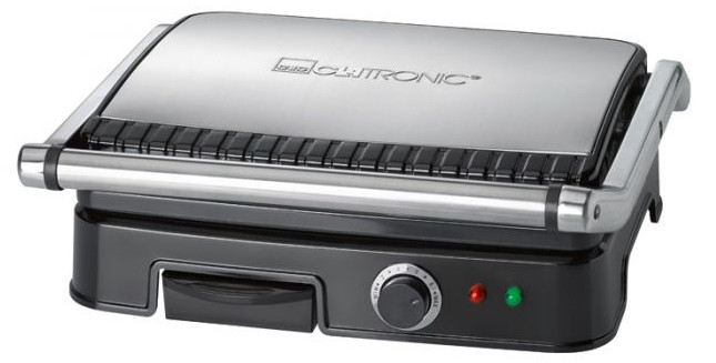 Grill elektryczny Clatronic KG 3487 (2000W stołowy-zamykany, czarno-srebrny) - zdjęcie 1