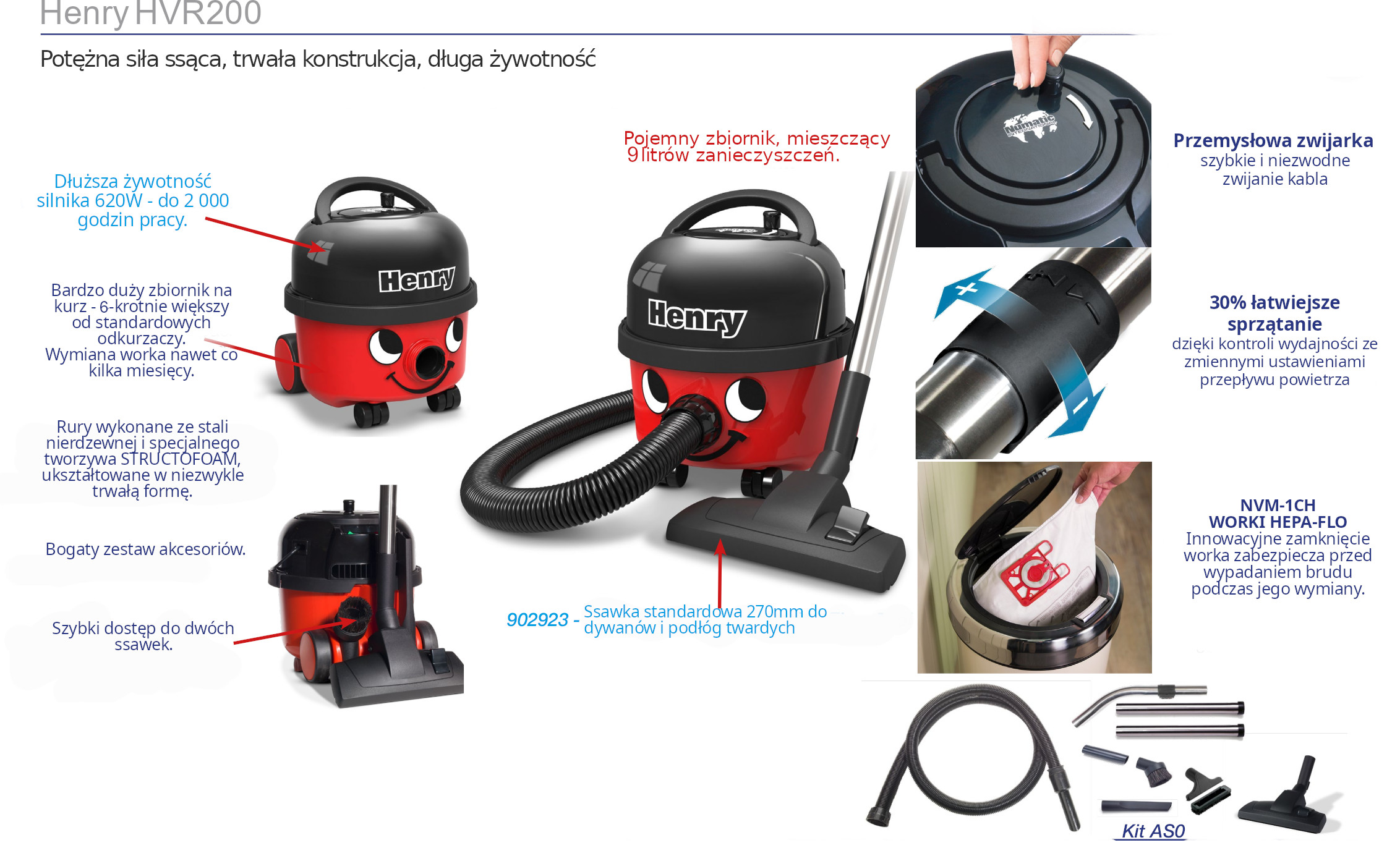 Numatic HVR200 Henry, do zanieczyszczeń suchych - zdjęcie 10