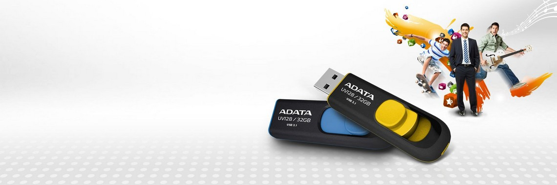 ADATA DashDrive UV128 128GB USB3.0 Black-Blue - zdjęcie 1