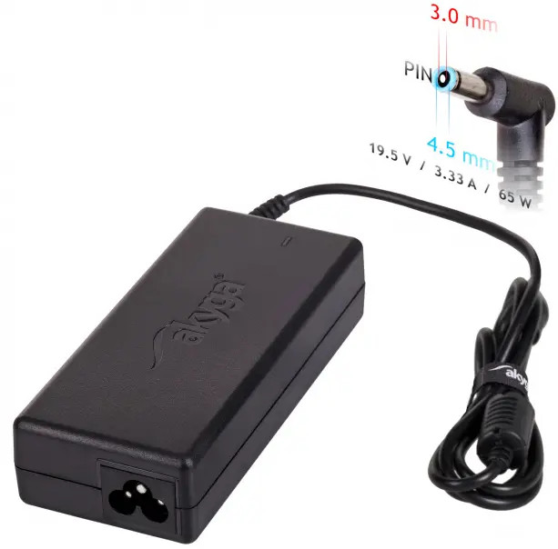 AKYGA ZASILACZ DO NOTEBOOKA HP 19.5V 3.33A 65W 4.5*3.0 PIN AK-ND-25 - zdjęcie 1