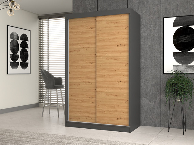 Szafa z drzwiami przesuwnymi IGA 120x61xH200 antracyt/artisan - zdjęcie 1