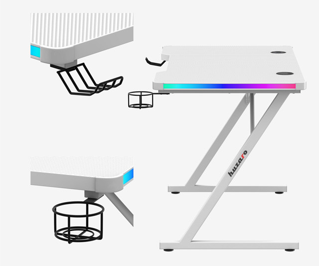 Biurko gamingowe Huzaro Hero 2.5 White RGB - zdjęcie 8