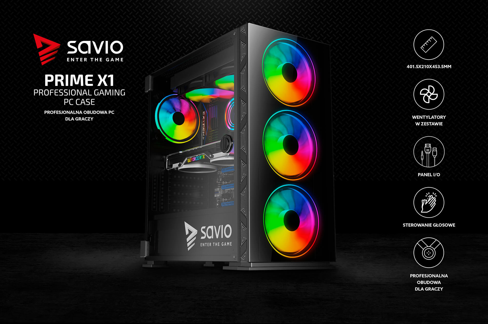 SAVIO OBUDOWA PC PRIME X1 ARGB GLASS SAVGC-PRIMEX1 - zdjęcie 1