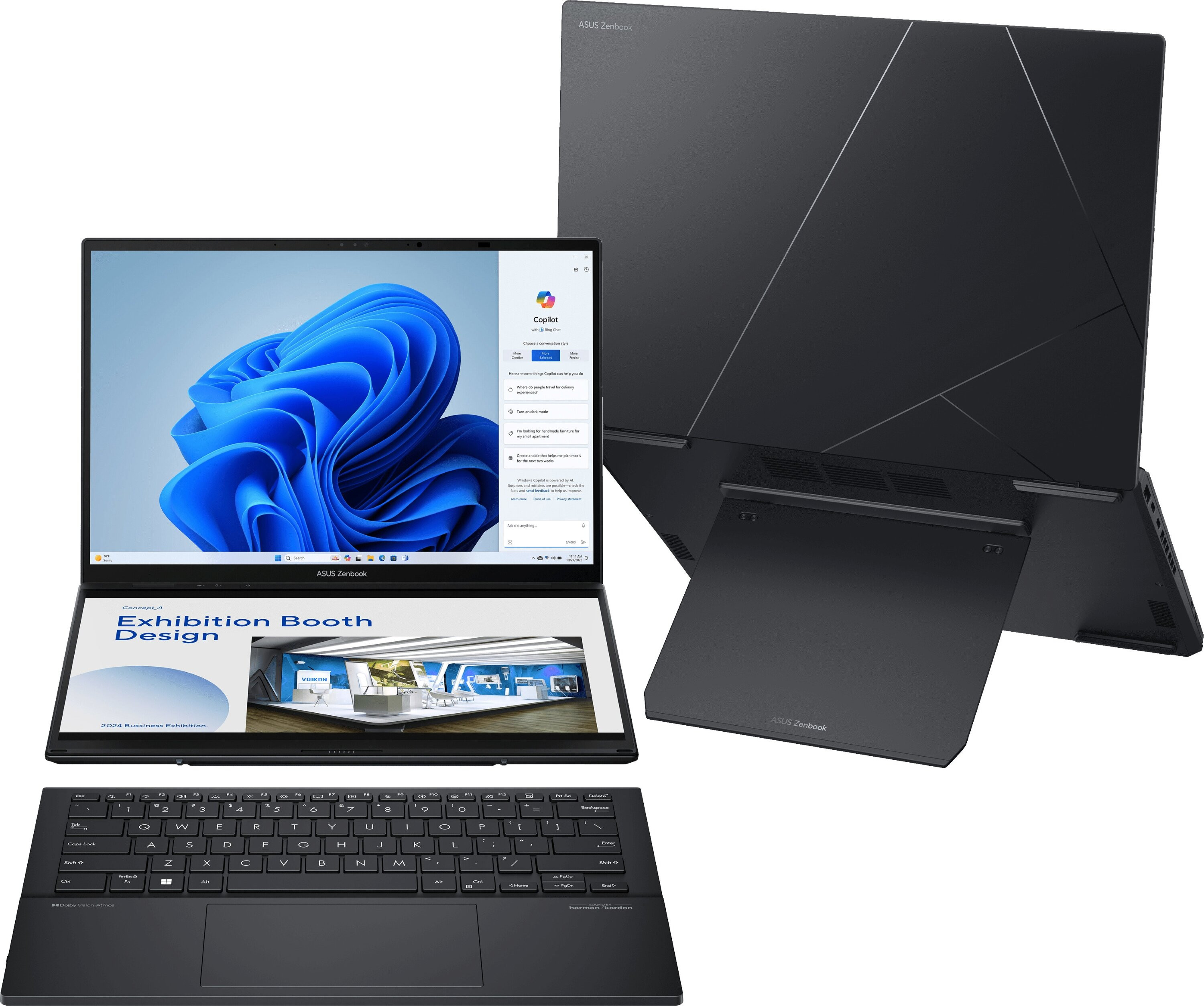 ASUS Zenbook Duo UX8406CA-PZ068X ARL H Core Ultra 9 14.0" 3K 120Hz 400nits Glossy 32GB LPDDR5X SSD2TB Intel Arc Graphics WLAN+BT Cam 75WHrs W11Pro Inkwell Gray - zdjęcie 1