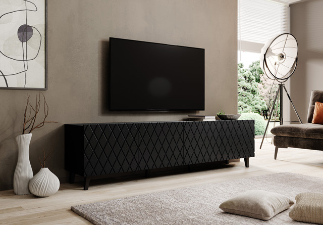 Szafka RTV ASTI 200x42x52 czarny mat - zdjęcie 1