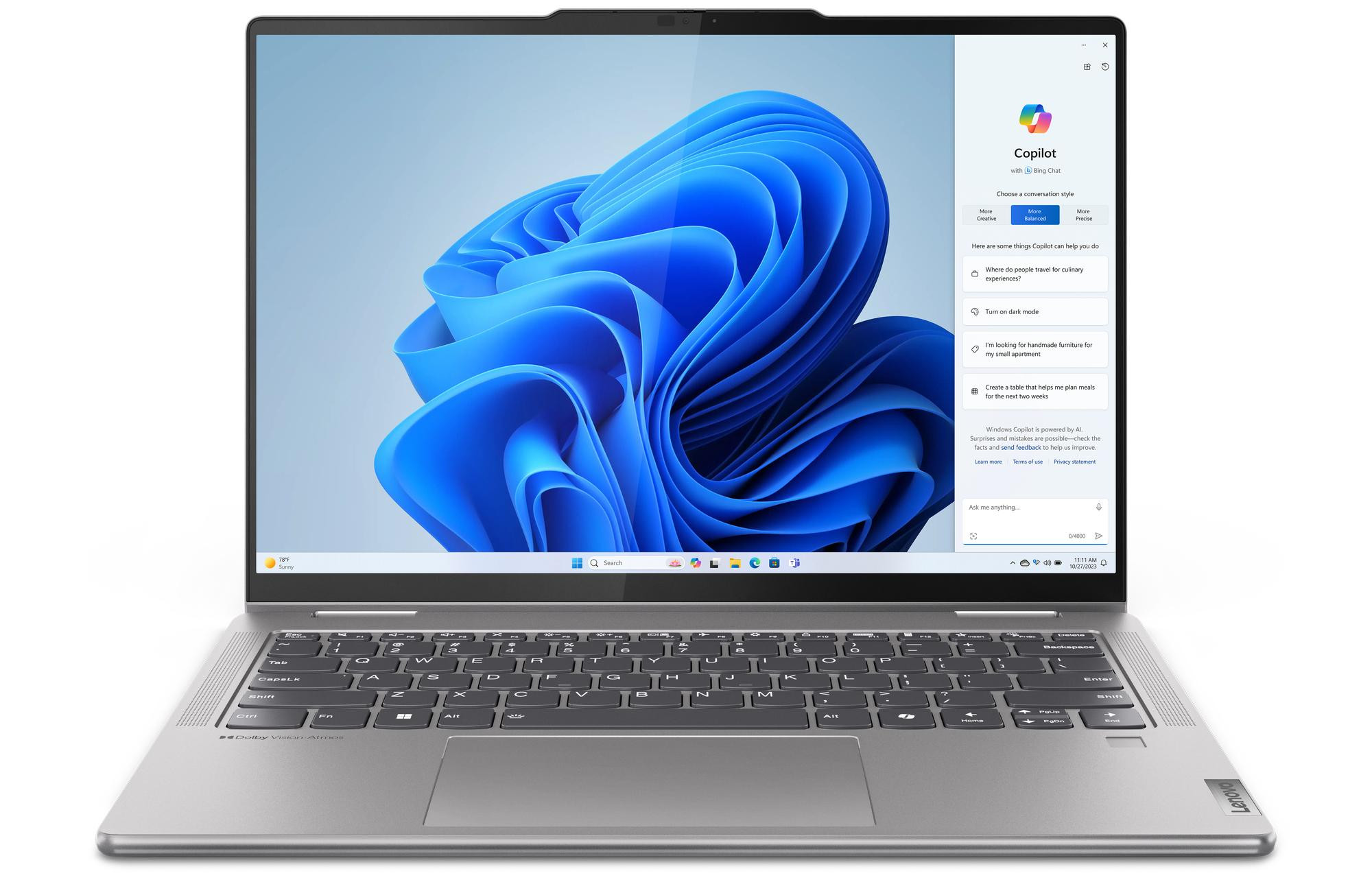 Lenovo Yoga 7 2-in-1 14AHP9 Ryzen 5 8640HS 14" WUXGA OLED 400nits Glossy 60Hz 16GB LPDDR5x-6400 SSD1TB Radeon 760M Graphics Win11Arctic Grey - zdjęcie 1