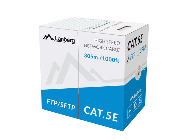 Lanberg kabel ftp kat.5e 305m drut cca lcf5-10cc-0305-s - zdjęcie 1