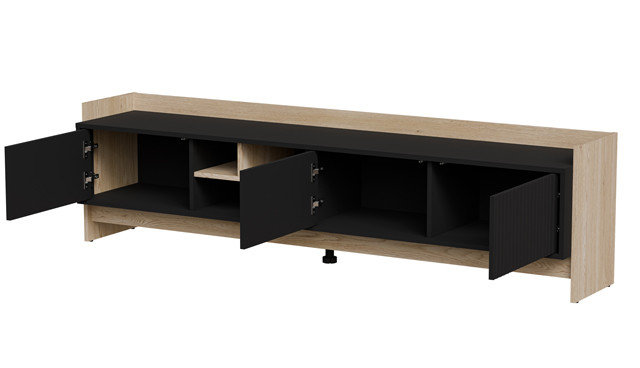 Szafka RTV PORTO 3D 190x38x50 dąb/czarny - zdjęcie 3
