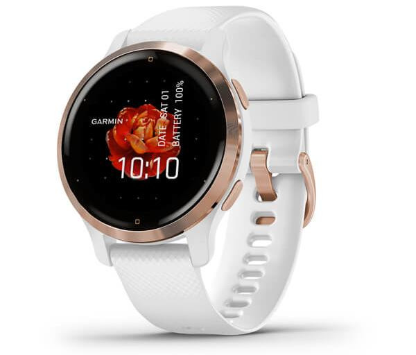 Zegarek Garmin Venu 2S (40 mm) Rose Gold Stainless Steel Bezel / White Case / Silicone Band - zdjęcie 1