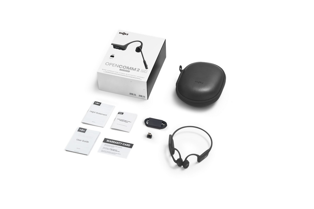 Słuchawki bezprzewodowe kostne Shokz OpenComm2 USB-C + adapter USB-A czarne - zdjęcie 5