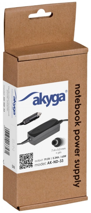Akyga zasilacz samochodow 19.5v/3.34a 65w ak-nd-33 ak-nd-33 - zdjęcie 1