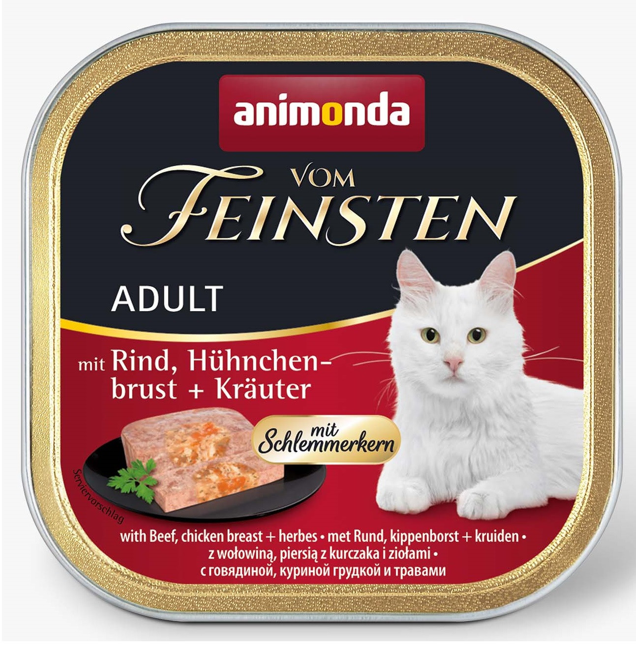 ANIMONDA Vom Feinsten Adult Wołowina, pierś z kurczaka i zioła - mokra karma dla kota - 100g - zdjęcie 1