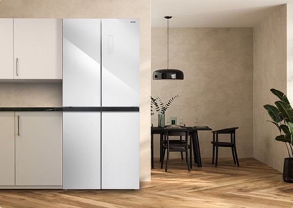 Lodówka z zamrażalnikiem dolnym Multi Door Full No Frost MPM-434-SBF-08 białe szkło - zdjęcie 5
