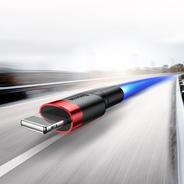 BASEUS KABEL LIGHTNING USB, 1.5A, 2M CZARNO-CZERW. - zdjęcie 1