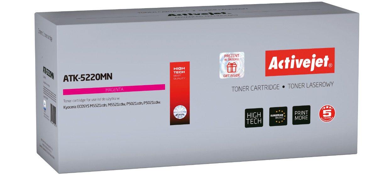 Activejet ATK-5220MN Toner do drukarki Kyocera, Zamiennik Kyocera TK-5220M; Supreme; 1200 stron; Purpurowy. - zdjęcie 6