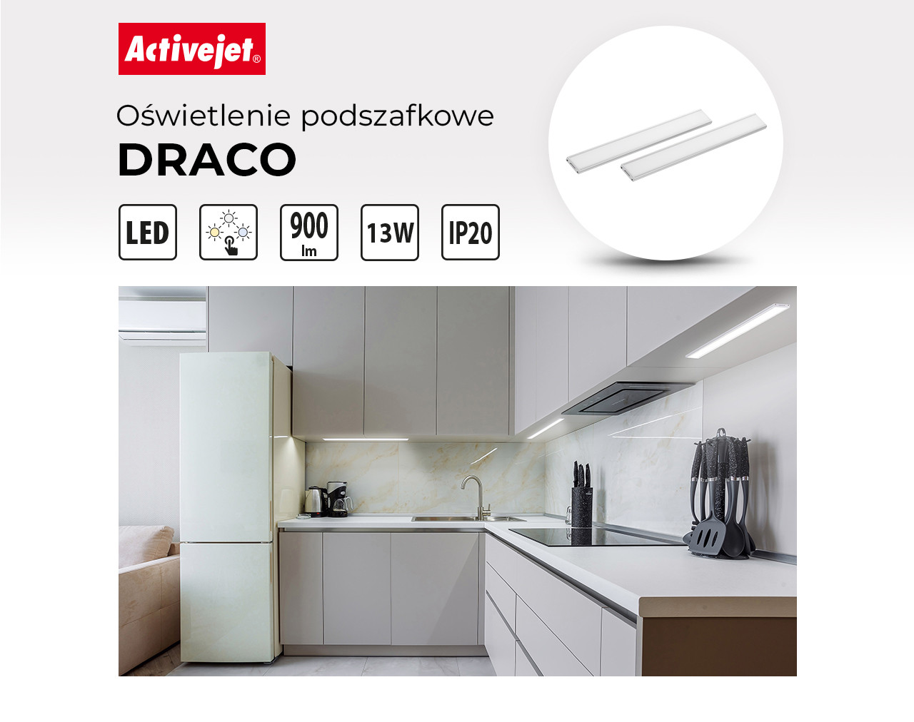 Zestaw lamp podszafkowych LED Activejet AJE-DRACO - zdjęcie 1