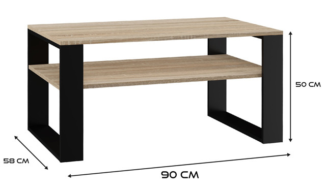 Stolik ława MODERN 1P 90x58xH50 sonoma/czerń - zdjęcie 2