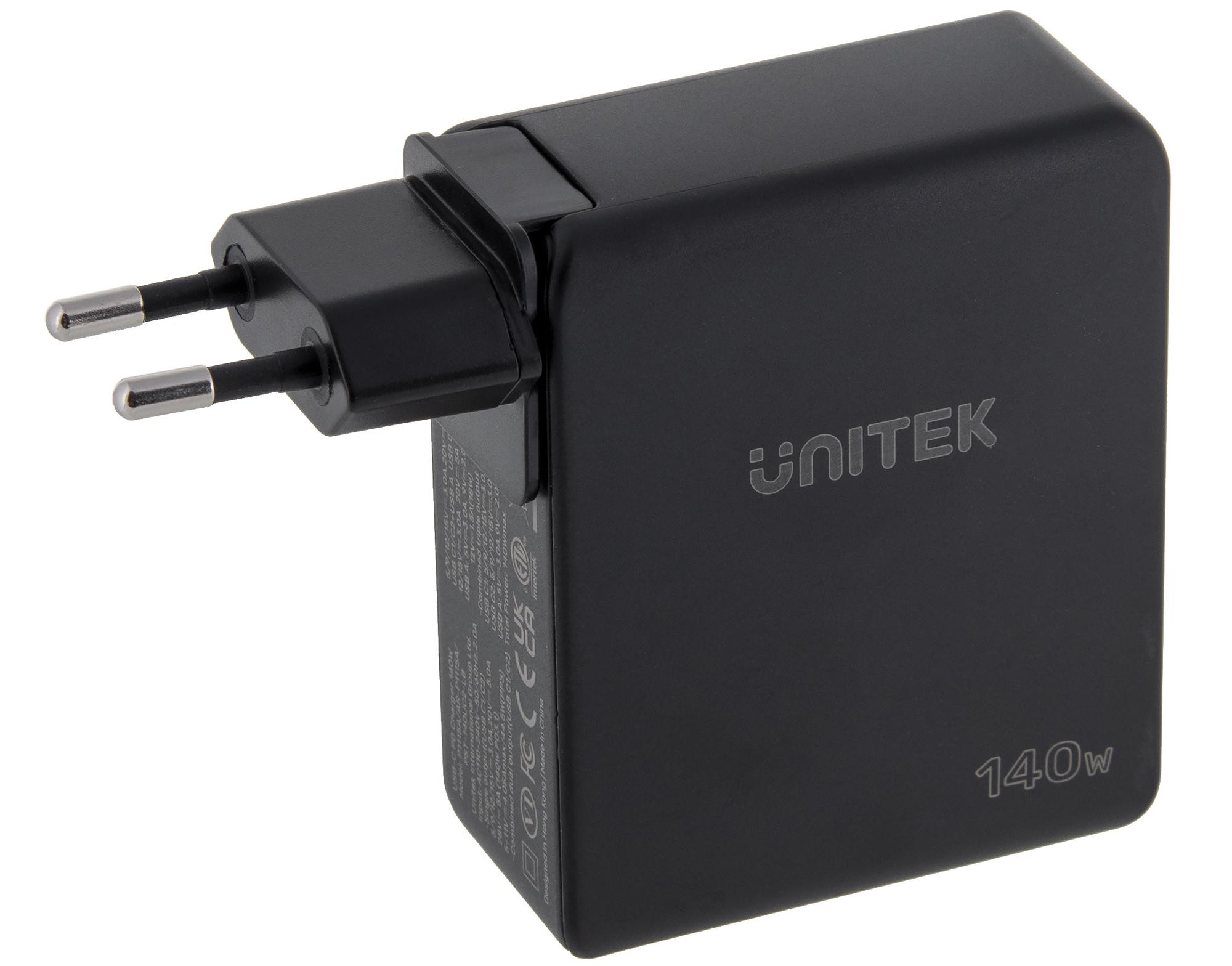UNITEK ŁADOWARKA GAN 2X USB-C, USB-A, 140W - zdjęcie 1