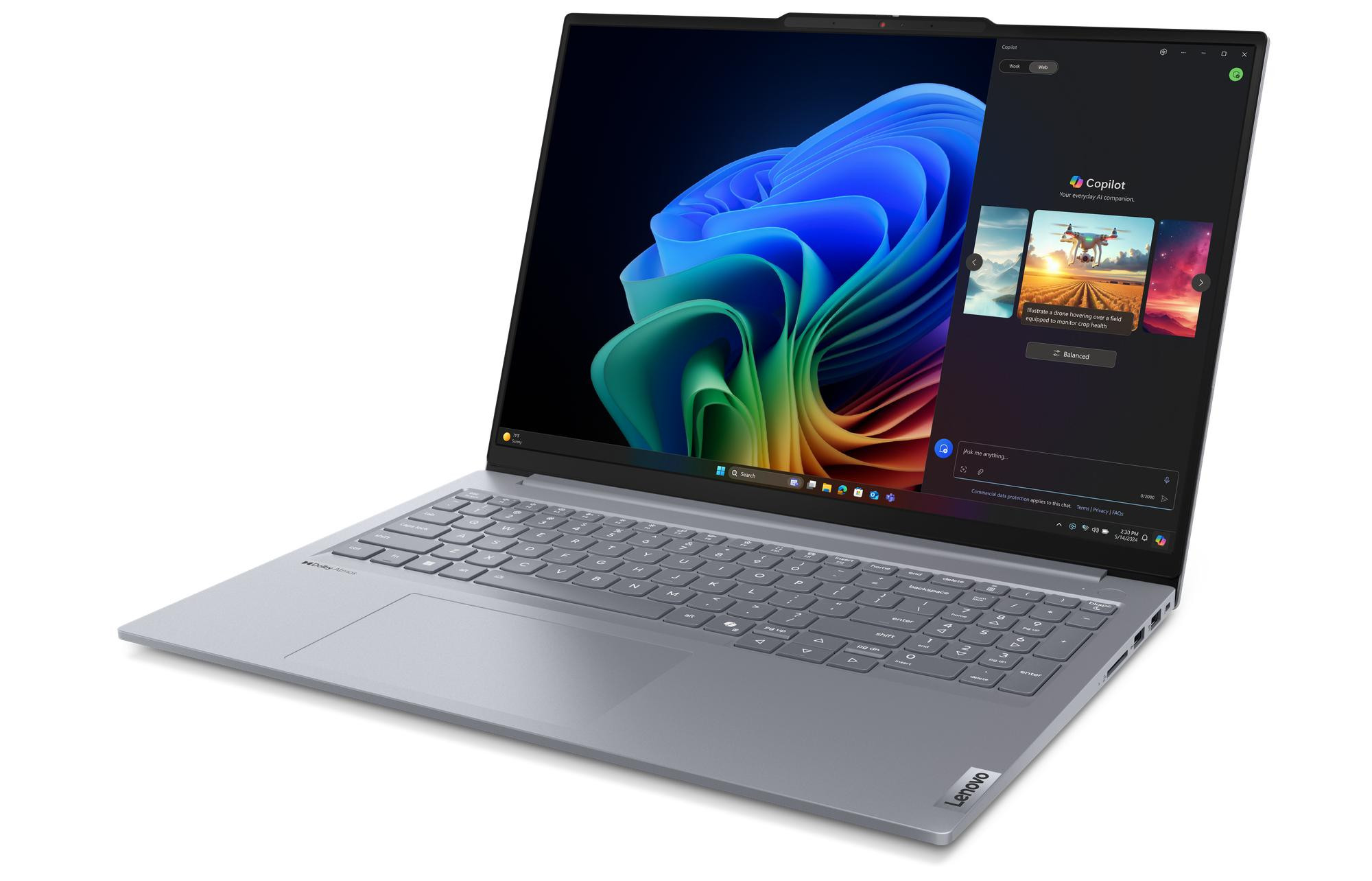 Lenovo ThinkBook 16 G7 QOY Snapdragon X Plus X1P-42-100 16" WUXGA IPS 300nits AG 60Hz 32GB DDR5 SSD1TB Qualcomm Adreno 84Wh W11Pro Luna Grey 3Y Onsite - zdjęcie 4
