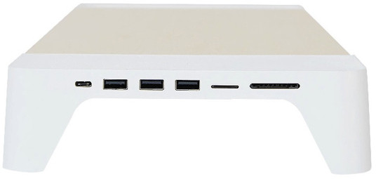 POUT Eyes8 – Podstawka pod monitor w kolorze białym z funkcją szybkiego i bezprzewodowego ładowania. Wielofunkcyjne rozwiązanie 3-w-1, które łączy ergonomię pracy z wygodą ładowania urządzeń mobilnych. - zdjęcie 2