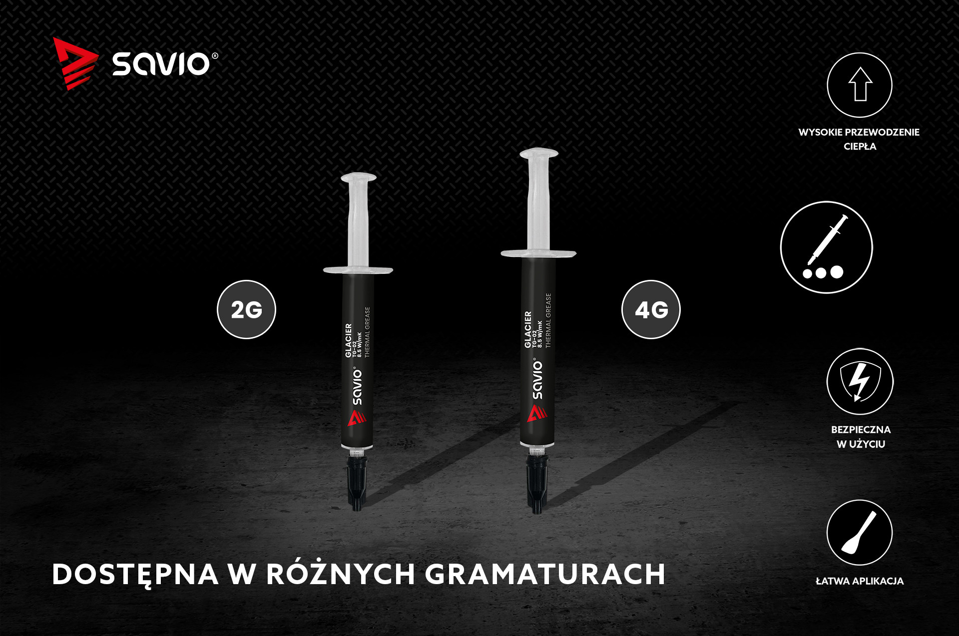 SAVIO PASTA TERMOPRZEWODZĄCA 8,5W/MK, 2G, TG-02 - zdjęcie 5