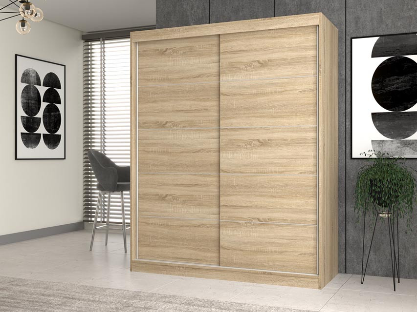 Szafa z drzwiami przesuwnymi i ozdobnymi szprosami IGA 160x61xH200 sonoma - zdjęcie 1