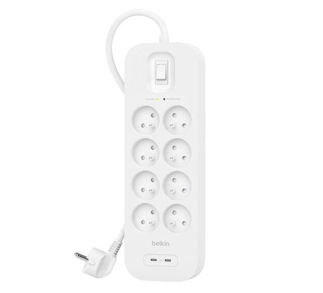 Listwa zasilająca Belkin Power Surge 8-PORT + 2xUSB-C 30W 900J 2m White - zdjęcie 2
