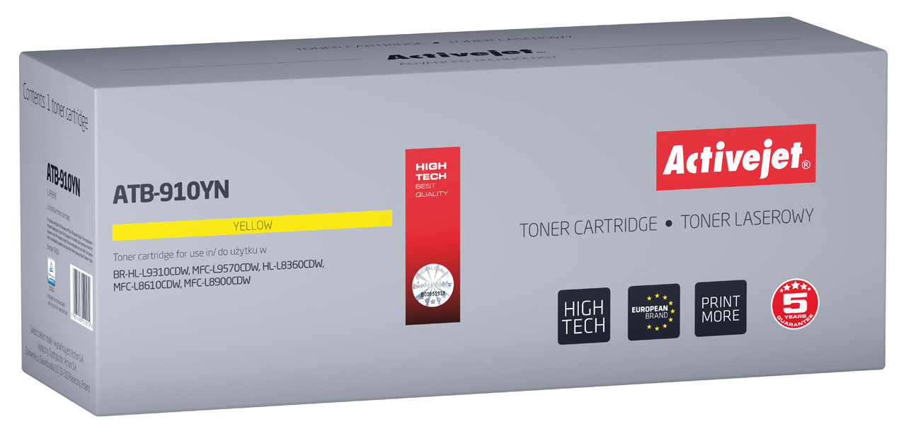 Activejet ATB-910YN Toner do drukarki Brother, Zamiennik TN910Y; Supreme; 9000 stron; żółty) - zdjęcie 1