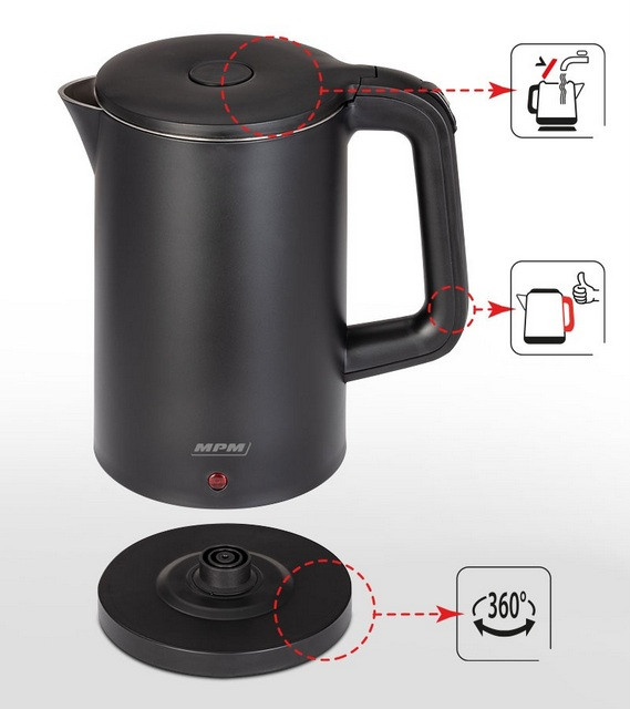 Czajnik bezprzewodowy 1,7L MPM MCZ-105/C czarny - zdjęcie 4