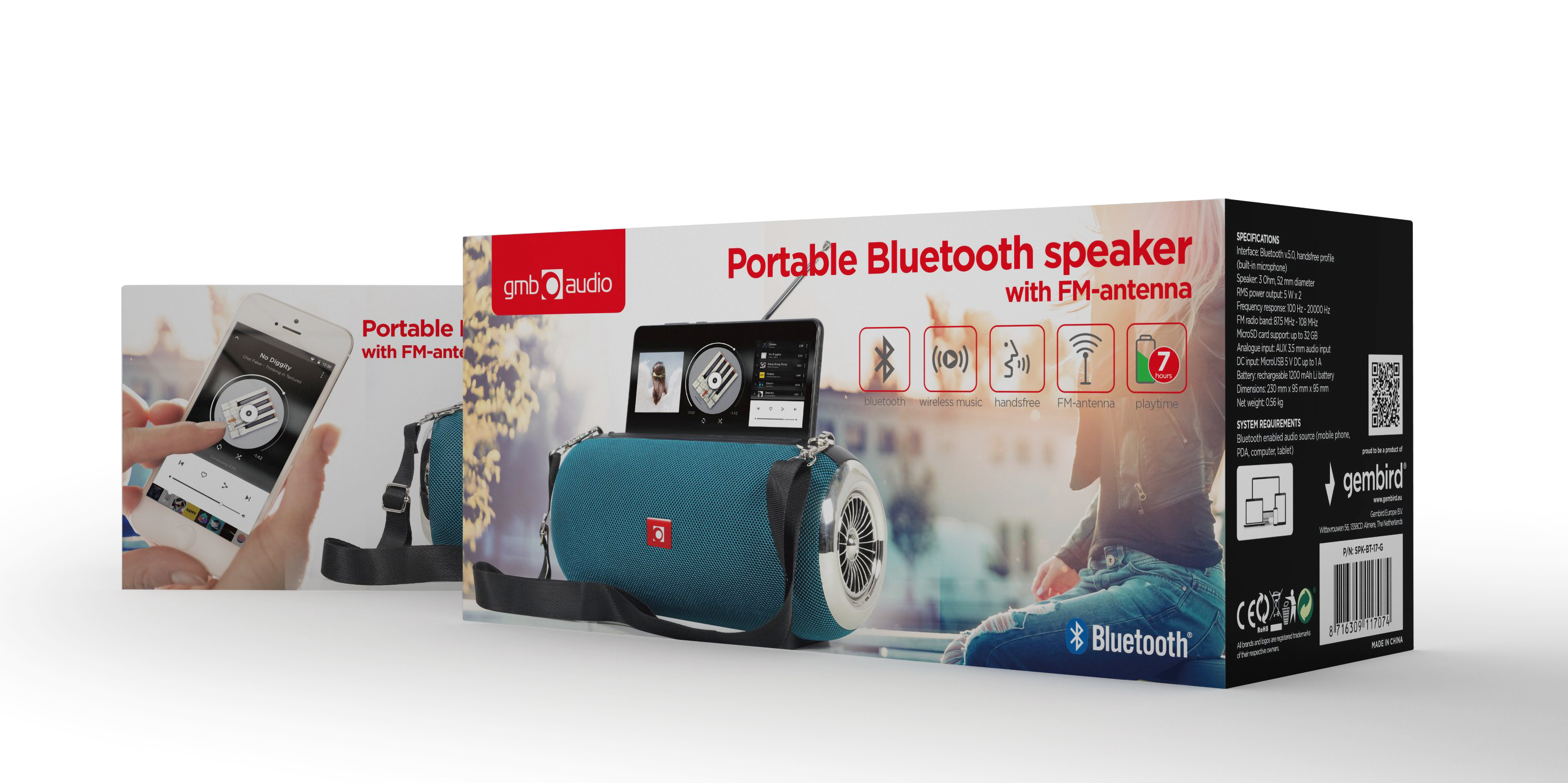 GEMBIRD PRZENOŚNY GŁOŚNIK BLUETOOTH Z RADIEM ZIELO - zdjęcie 6