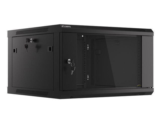 Lanberg szafa instalacyjna wisząca 19'' 6U 600x600mm czarna (drzwi szklane) - zdjęcie 1
