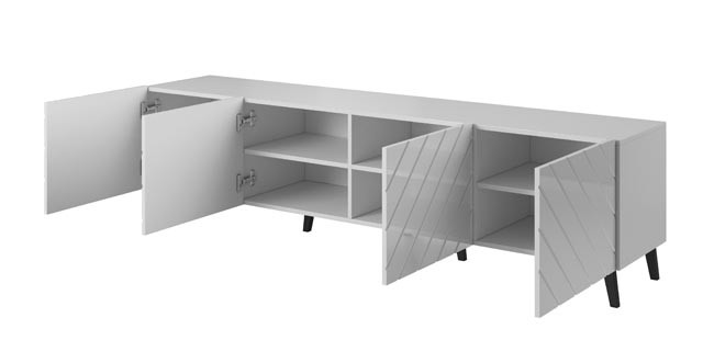 Szafka RTV ABETO 200x42x52 biały/biały połysk - zdjęcie 1
