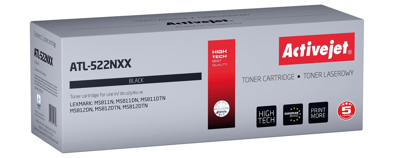 Activejet ATL-522NXX Toner do drukarek Lexmark; Zamiennik Lexmark 52D2X00 (522X); Supreme; 45000 stron; czarny) - zdjęcie 6