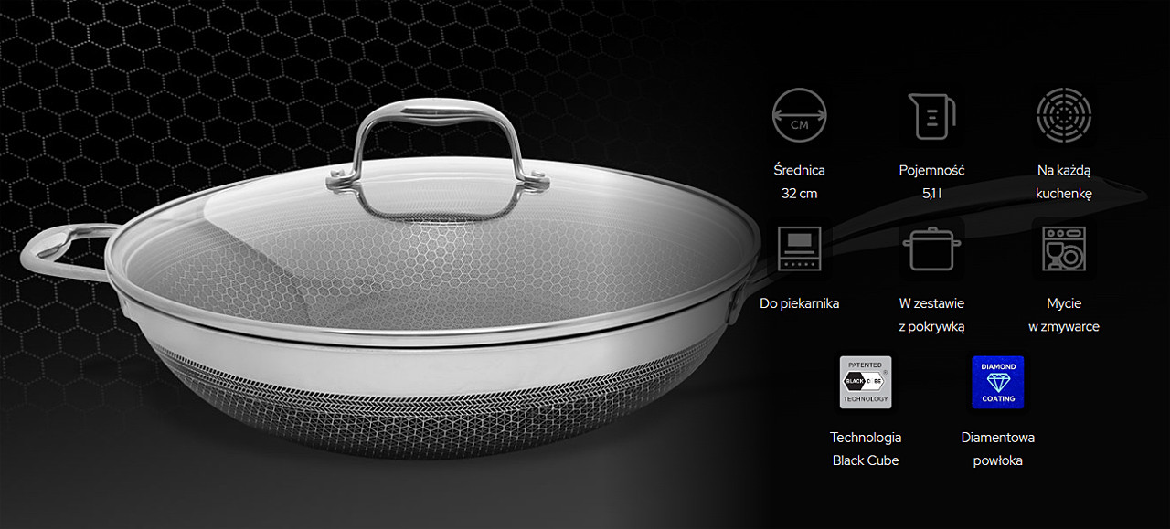 Wok Kohersen Black Cube 32cm - zdjęcie 2
