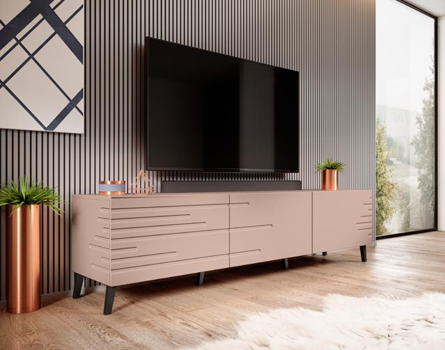 Szafka RTV NOVA 186x40x48 róż mat - zdjęcie 2