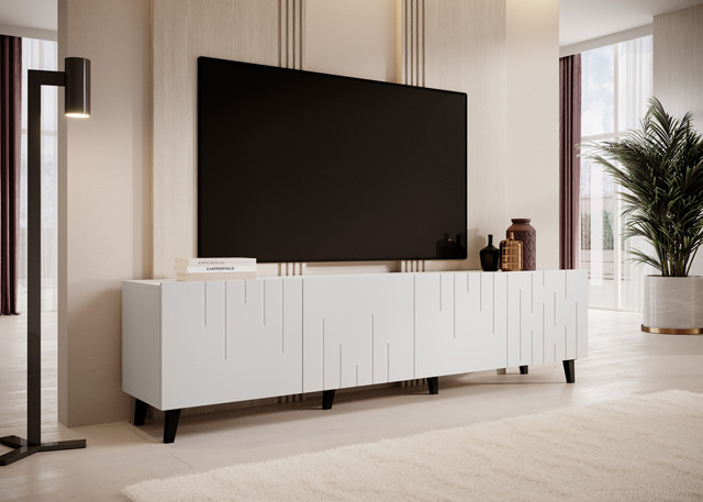Szafka RTV BARI 200x42x52 biały mat - zdjęcie 1