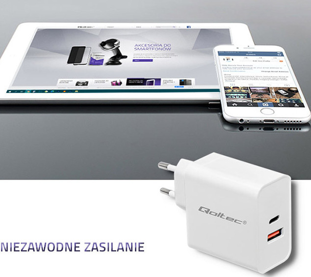 QOLTEC ŁADOWARKA SIECIOWA 63W | 5-20V | 1.5-3A - zdjęcie 1
