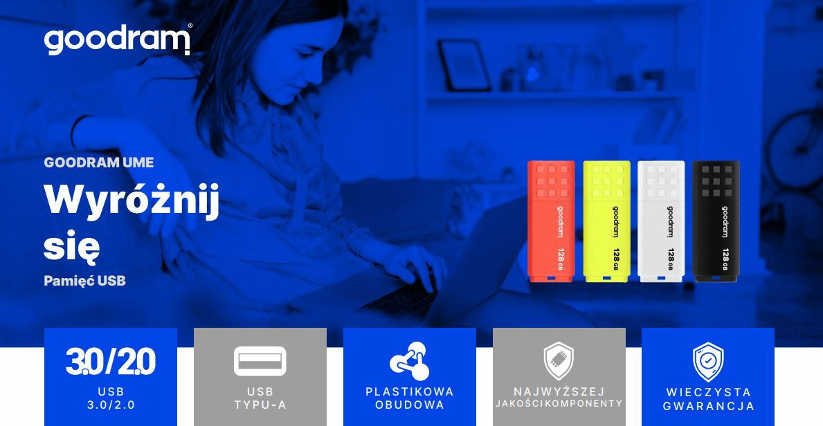 GOODRAM FLASHDRIVE 64GB UME3 USB 3.0 BLACK - zdjęcie 1