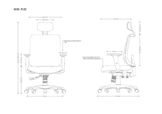 Ergonomiczny fotel biurowy SAGA PLUS czarny - zdjęcie 3