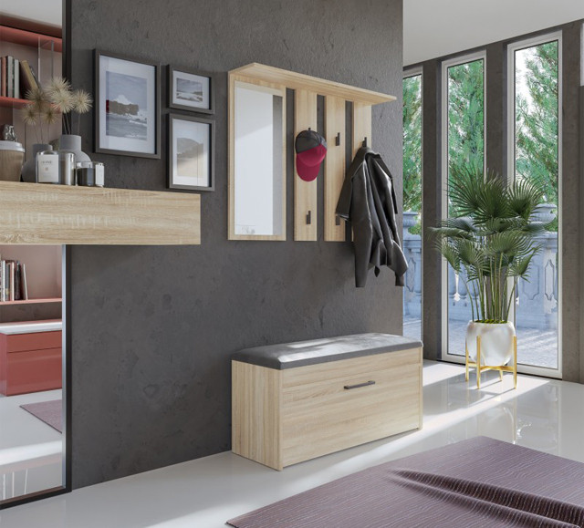 Wieszak + lustro PARMA 100x15xH.81,5 sonoma - zdjęcie 1