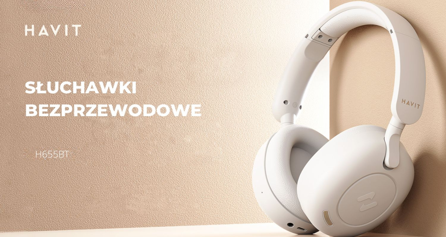 Słuchawki bezprzew. bluetooth Havit H655BT beżowy - zdjęcie 1