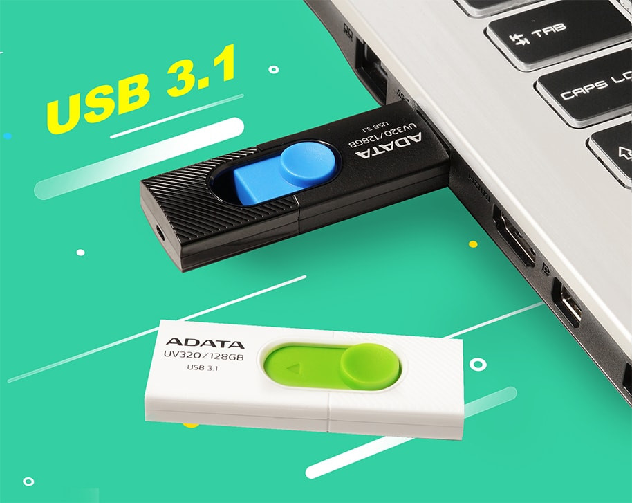 ADATA FLASHDRIVE UV320 64GB USB3.1 Black-Blue - zdjęcie 1