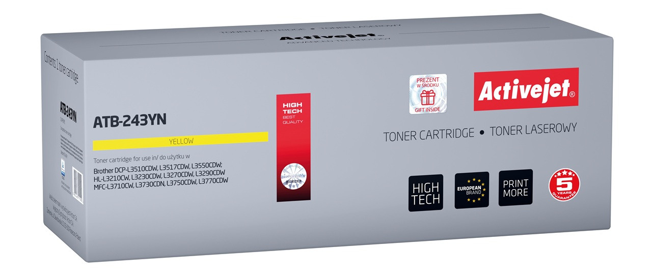 Activejet ATB-243YN Toner do drukarki Brother, Zamiennik Brother TN-243Y; Supreme; 1000 stron; Żółty. - zdjęcie 6