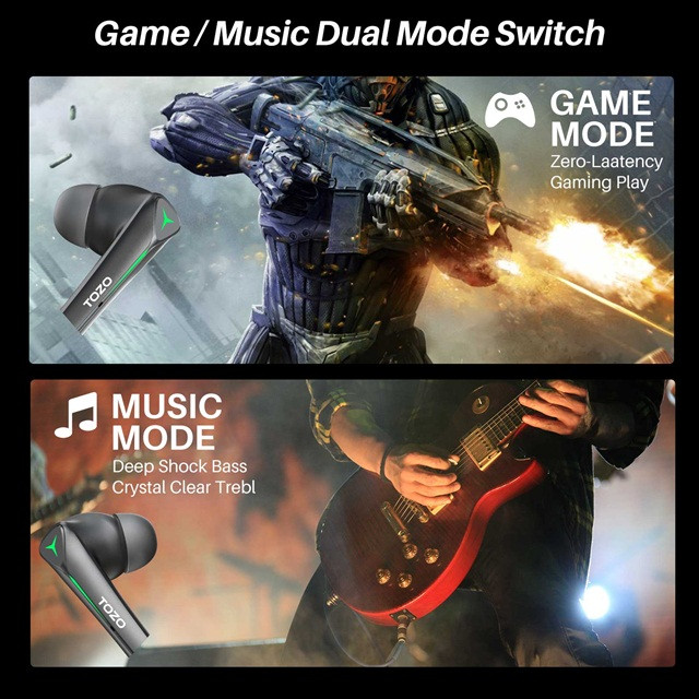 Słuchawki TWS TOZO Gaming Pods Black - zdjęcie 3
