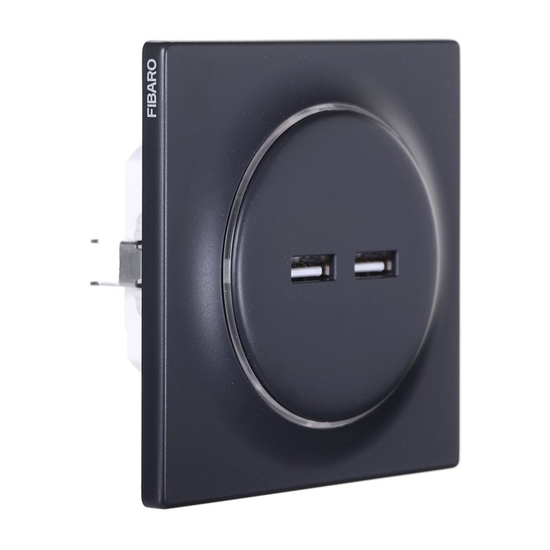 FIBARO Gniazdo USB Walli N USB Outlet antracyt - zdjęcie 1